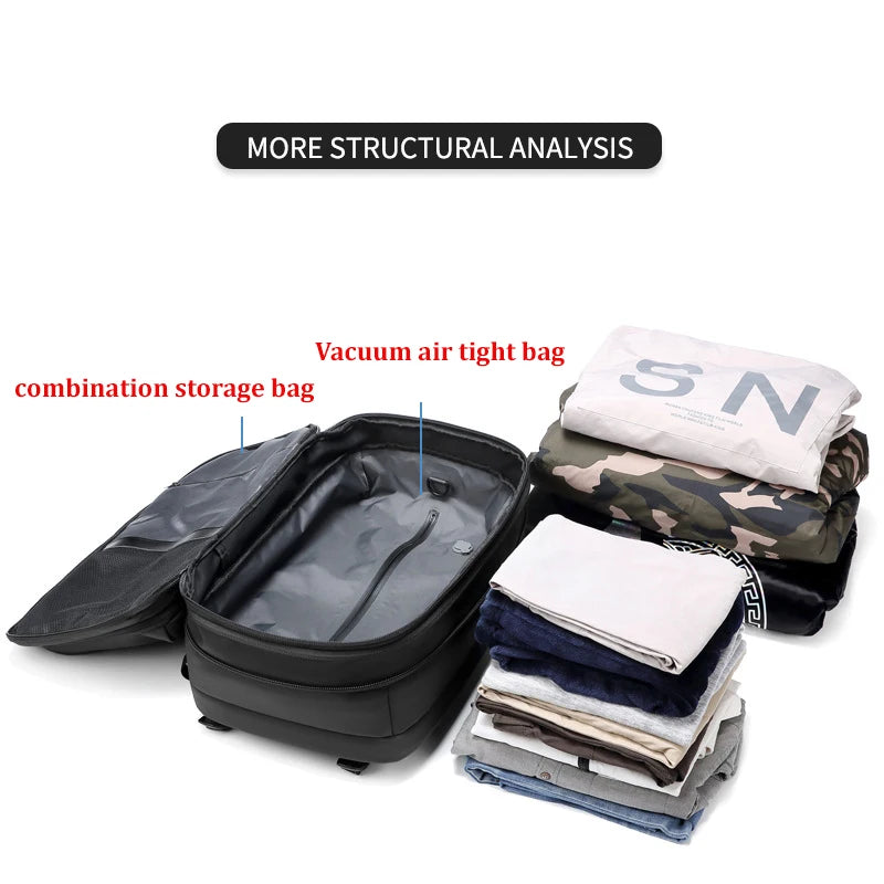 Men Travel Backpack Vacuum Compression 17 Inch Laptop Backpack Business Large Capacity School Backpack Expanded Hiking Backpack